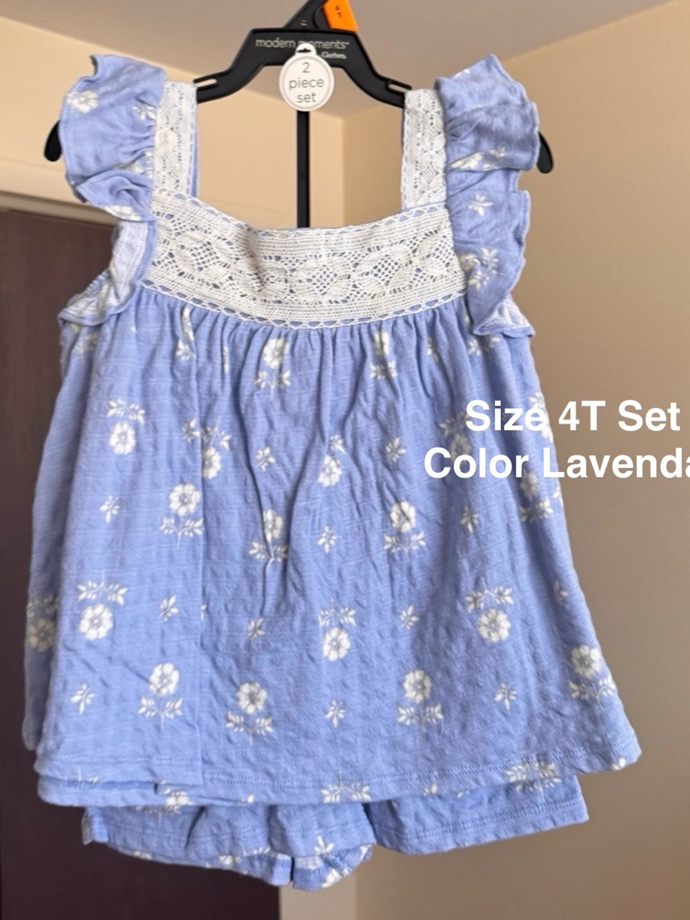 Modern Moments by Gerber Toddler Girl Square Neck Ruffle Outfit Set, 4T